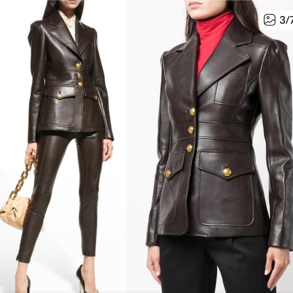 A.L.C. Dark brown faux leather blazer - Picture 2 of 10
